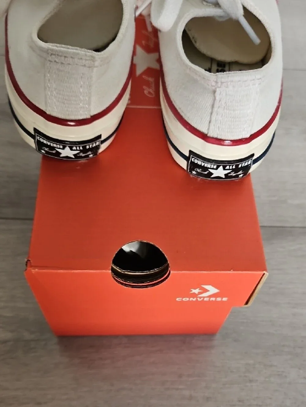 Converse Kid's White Low-Top Canvas Sneakers with Red Accent
